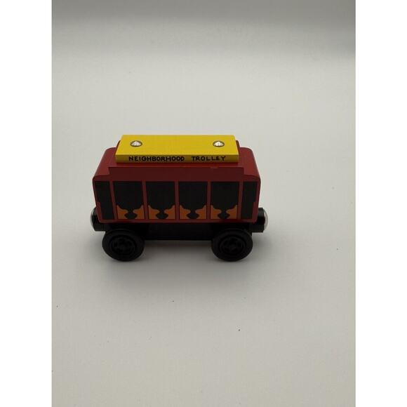 2004 McFeely Roger's Foundation Mr Rogers Neighborhood Trolley Wooden Train Car - Picture 1 of 13